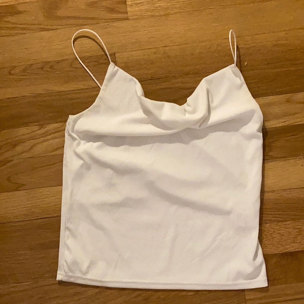 White cowl neck tank